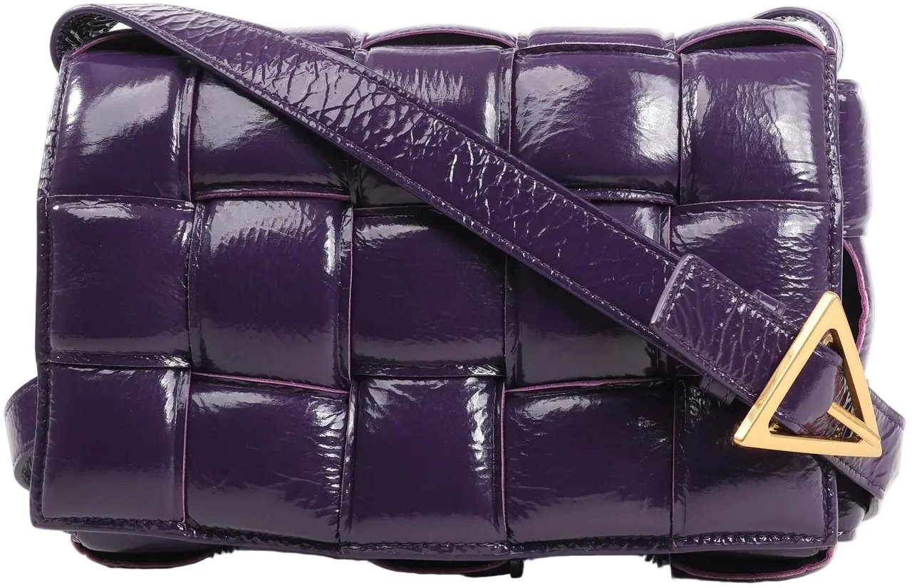 Bottega Veneta Bottega Veneta Padded Cassette Maxi Intrecciato Leather Shoulder Bag in Purple Paars