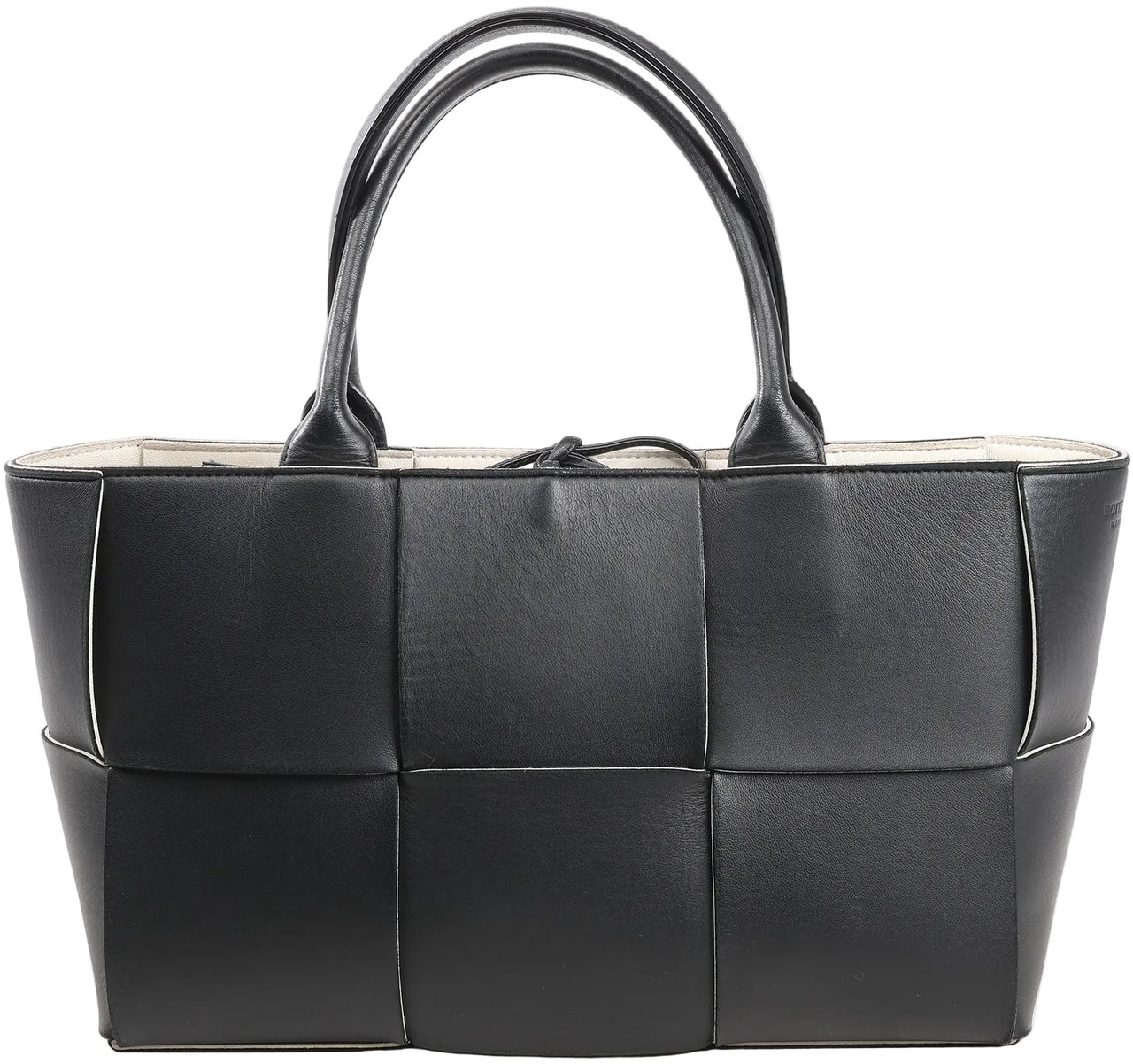 Bottega Veneta Bottega Veneta The Arco Maxi Intrecciato Leather Handbag in Black Zwart