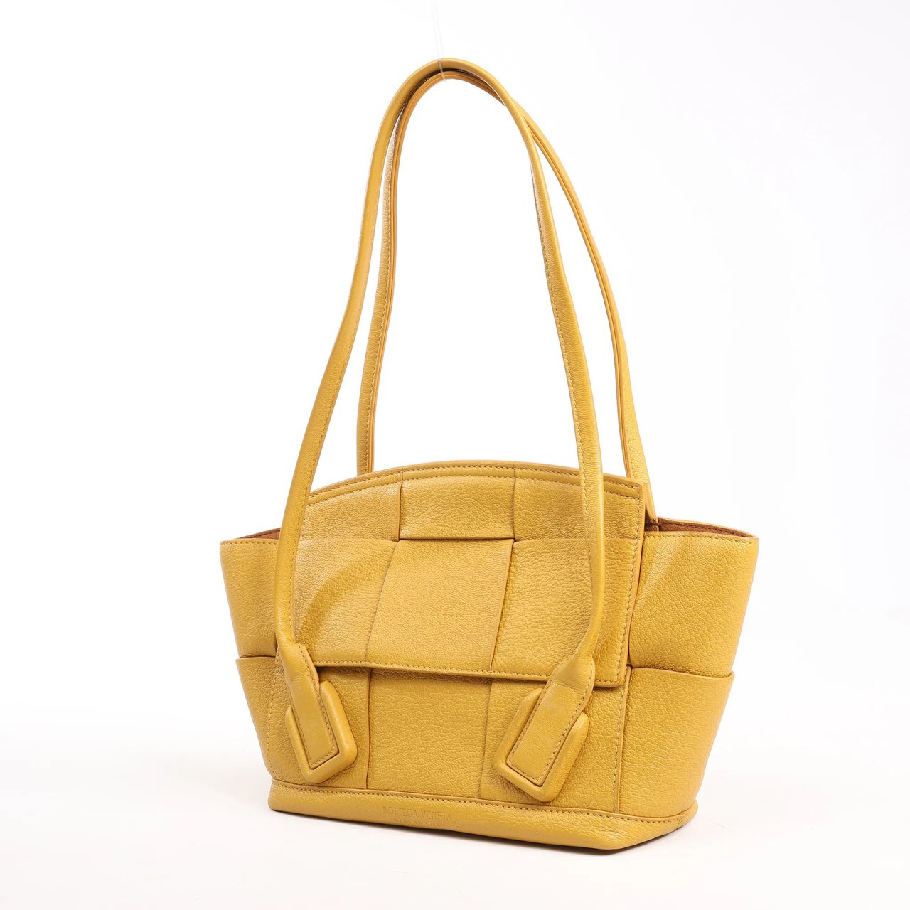Bottega Veneta Bottega Veneta Mini Arco Maxi Intrecciato Leather Handbag in Yellow Geel