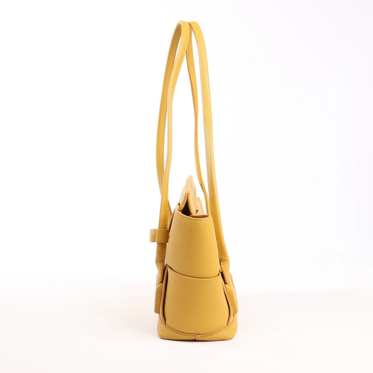 Bottega Veneta Bottega Veneta Mini Arco Maxi Intrecciato Leather Handbag in Yellow Geel