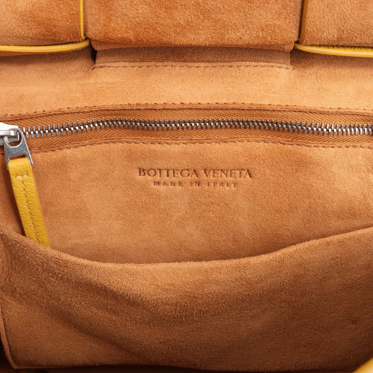 Bottega Veneta Bottega Veneta Mini Arco Maxi Intrecciato Leather Handbag in Yellow Geel