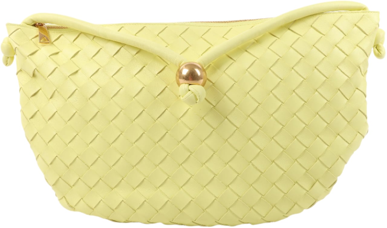 Bottega Veneta Bottega Veneta Intrecciato Medium Turns Pouch Leather Shoulder bag in Yellow Geel
