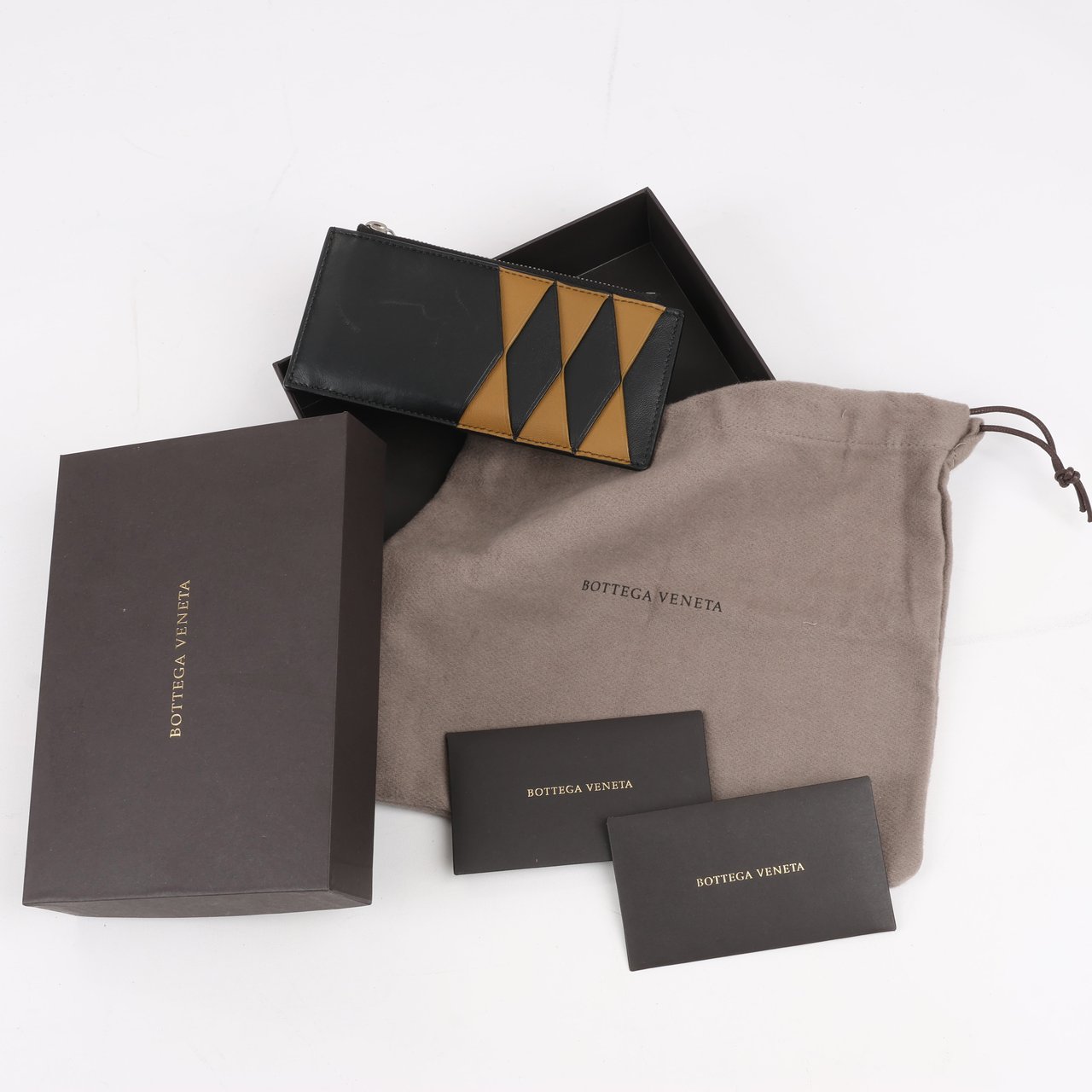 Bottega Veneta Bottega Veneta Leather Fragment Case in Black × Brown Divers