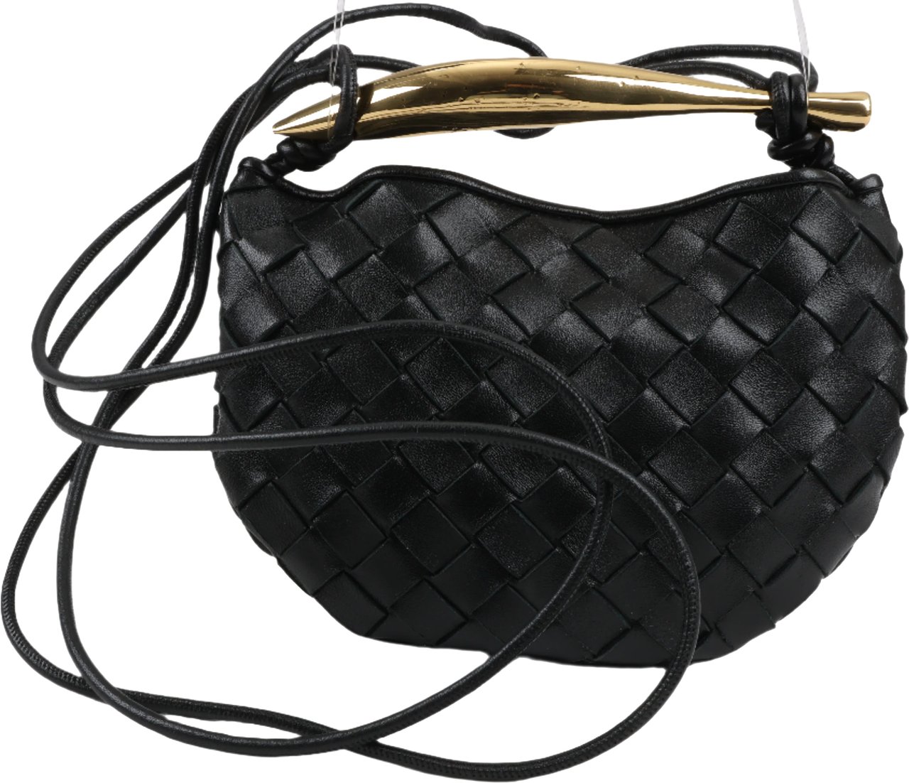 Bottega Veneta Bottega Veneta Intrecciato Sardines Leather Shoulder Bag in Black Zwart