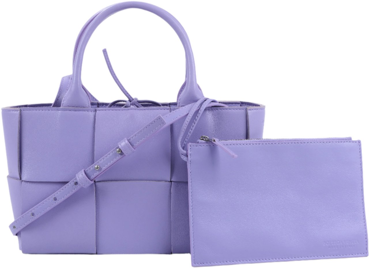 Bottega Veneta Bottega Veneta Nappa Maxi Intrecciato Small Arco 2Way Handbag in Purple Paars