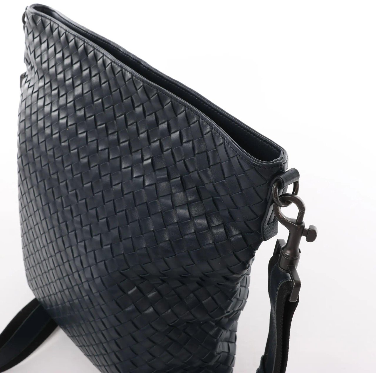 Bottega Veneta Bottega Veneta VN Intrecciato Crossbody Messenger Bag in Navy Blue Blauw