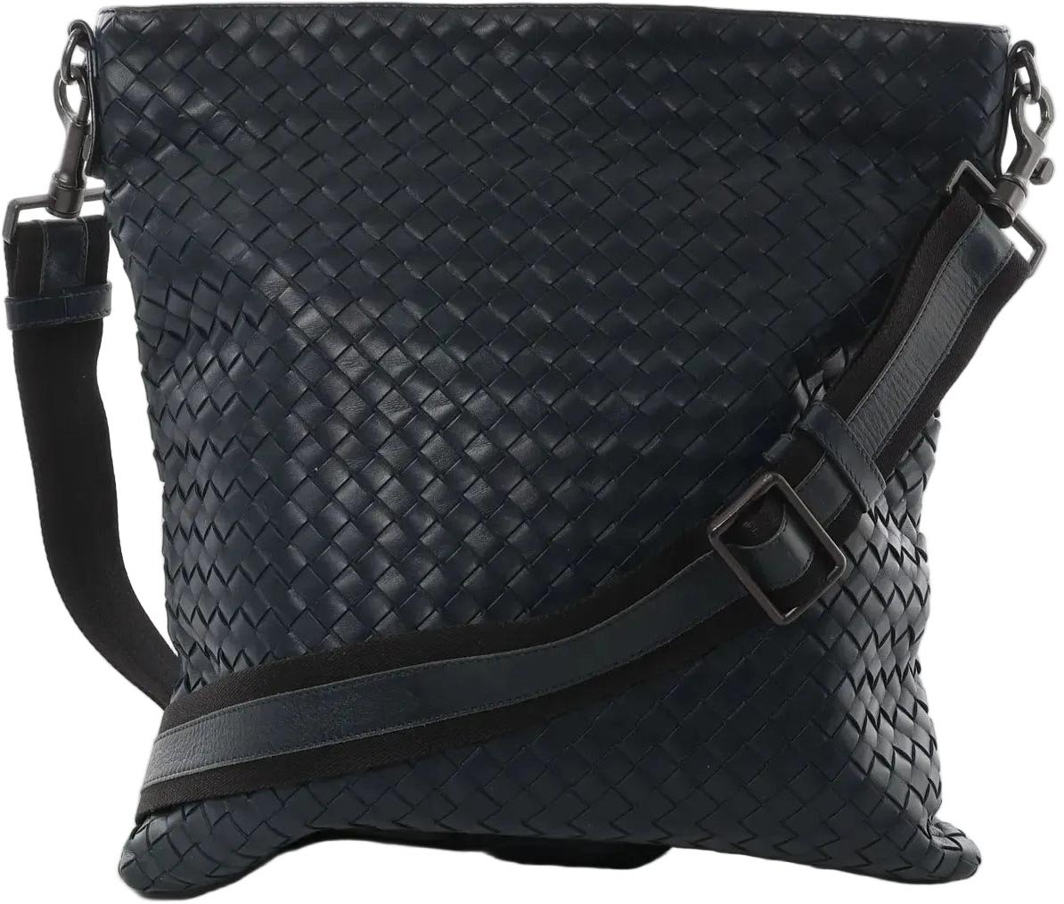 Bottega Veneta Bottega Veneta VN Intrecciato Crossbody Messenger Bag in Navy Blue Blauw