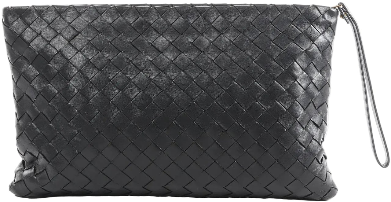 Bottega Veneta Bottega Veneta Intrecciato Leather Clutch bag in Black Zwart