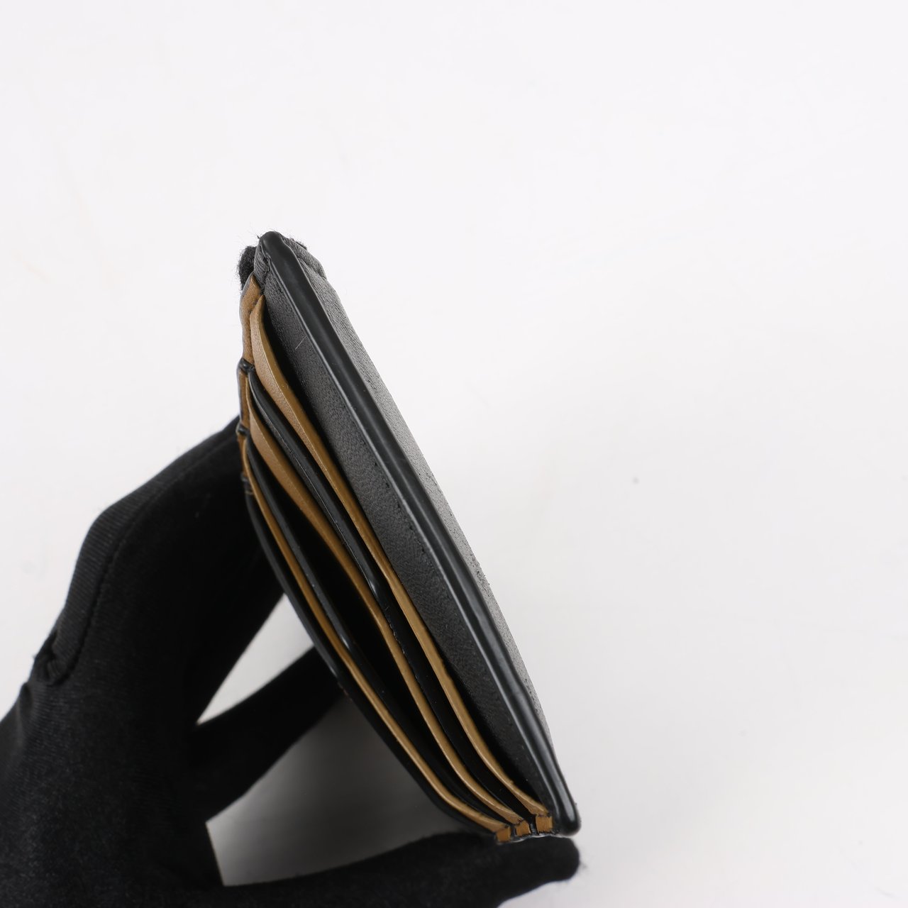 Bottega Veneta Leather Fragment Case in Black × Brown Divers