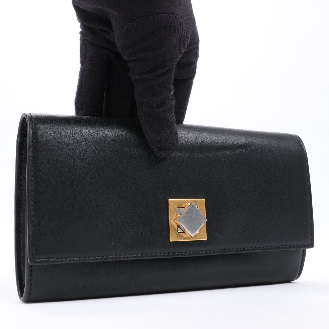 Bottega Veneta Black Smooth Leather Continental Wallet Zwart
