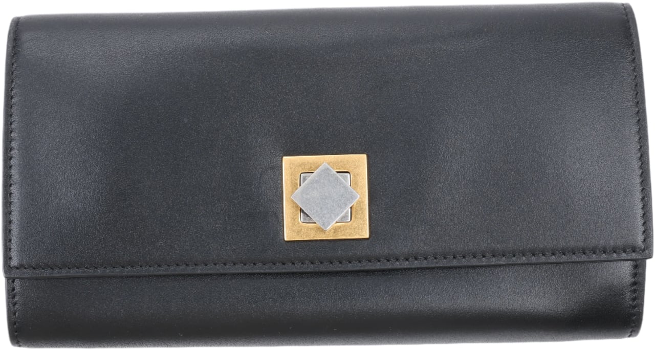 Bottega Veneta Black Smooth Leather Continental Wallet Zwart