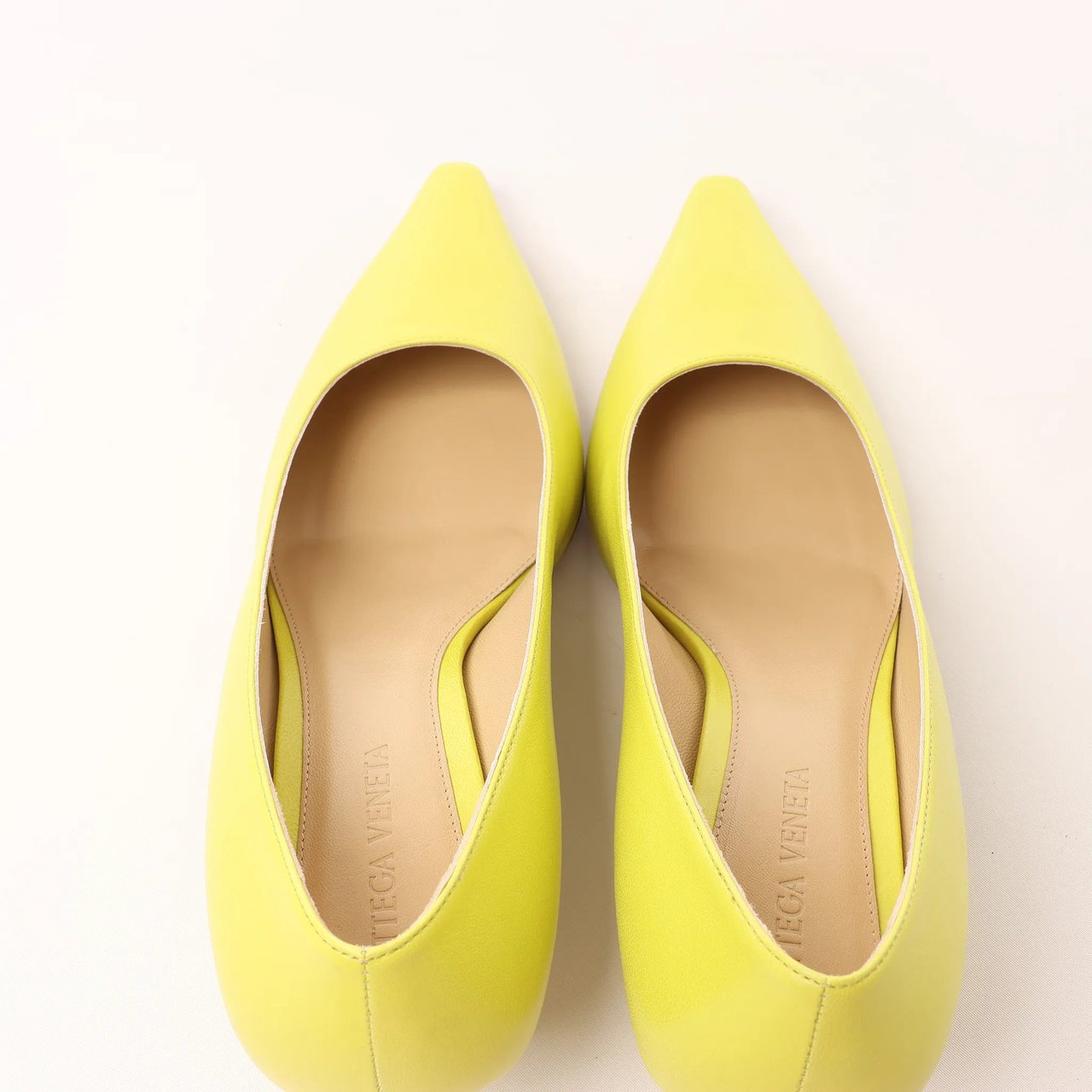 Bottega Veneta Leather Pointed Heels in Yellow, Size 37 EU Wit