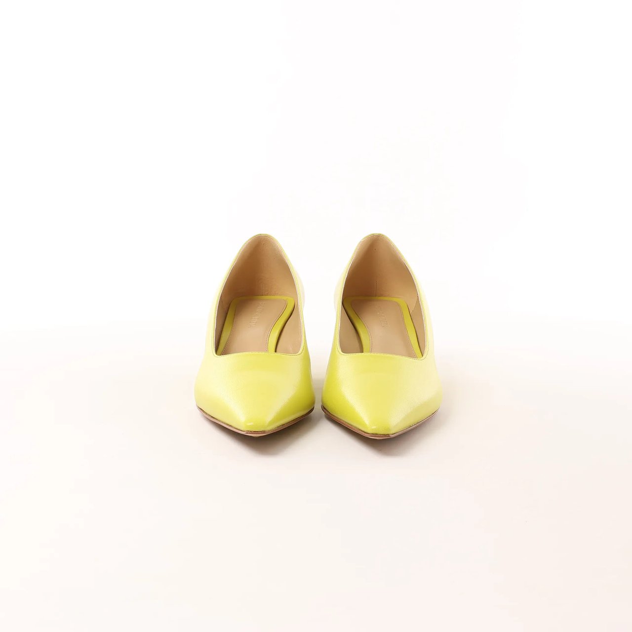 Bottega Veneta Leather Pointed Heels in Yellow, Size 37 EU Wit