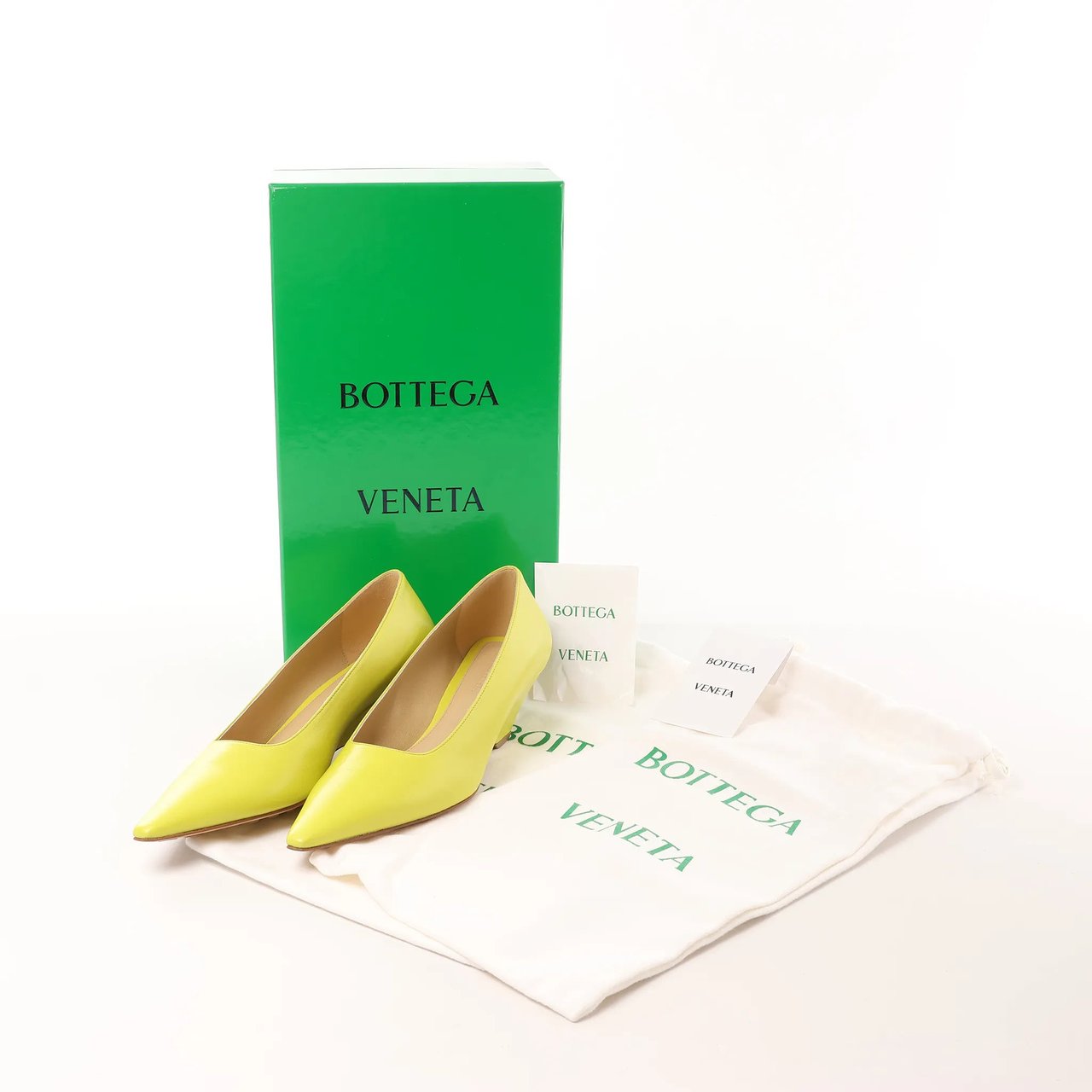 Bottega Veneta Leather Pointed Heels in Yellow, Size 37 EU Wit