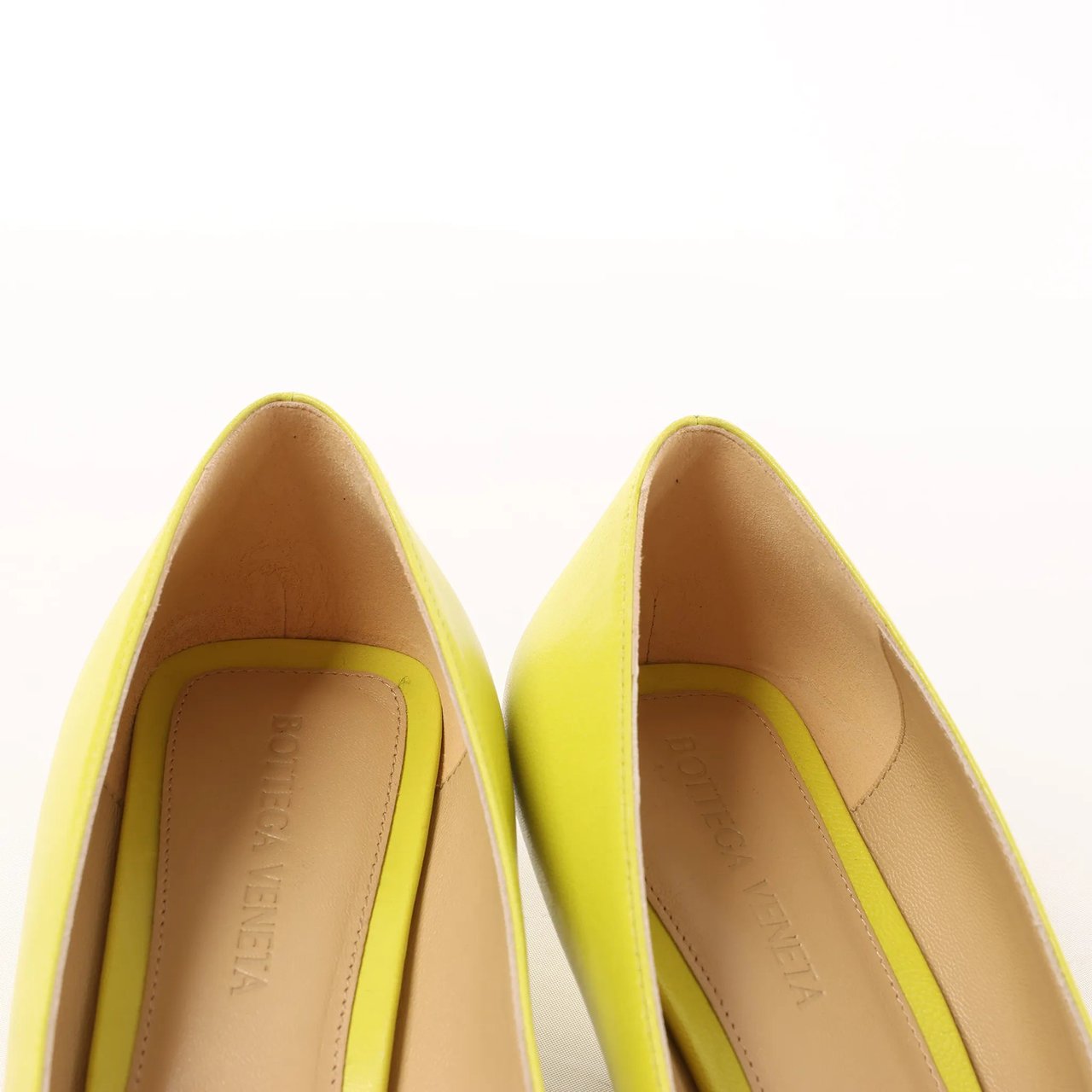 Bottega Veneta Leather Pointed Heels in Yellow, Size 37 EU Wit