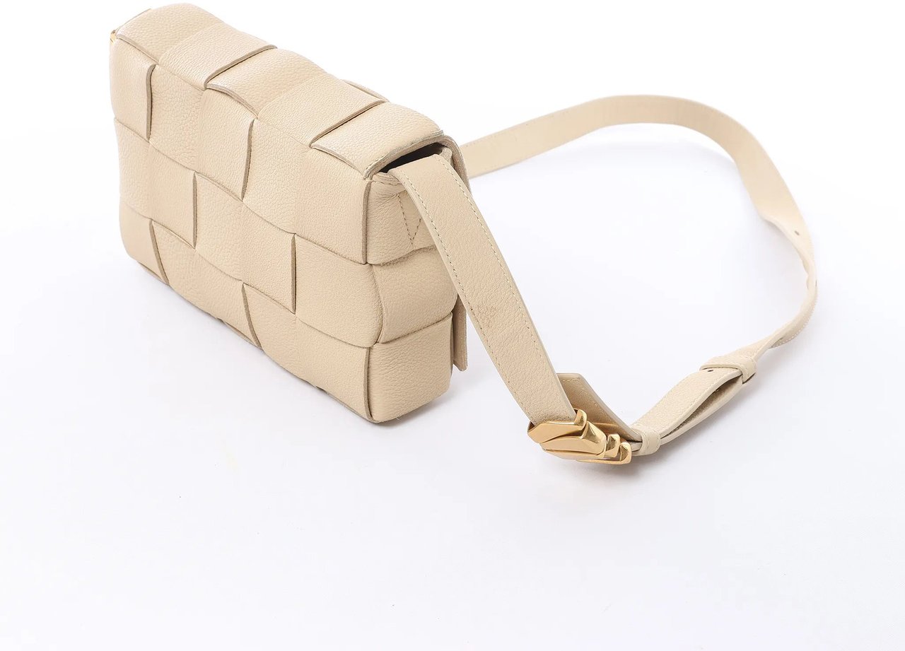 Bottega Veneta Cassette Maxi Intrecciato Leather Crossbody Bag in Beige Beige
