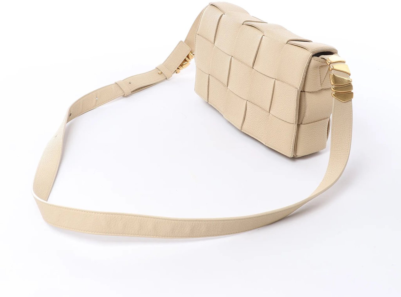 Bottega Veneta Cassette Maxi Intrecciato Leather Crossbody Bag in Beige Beige