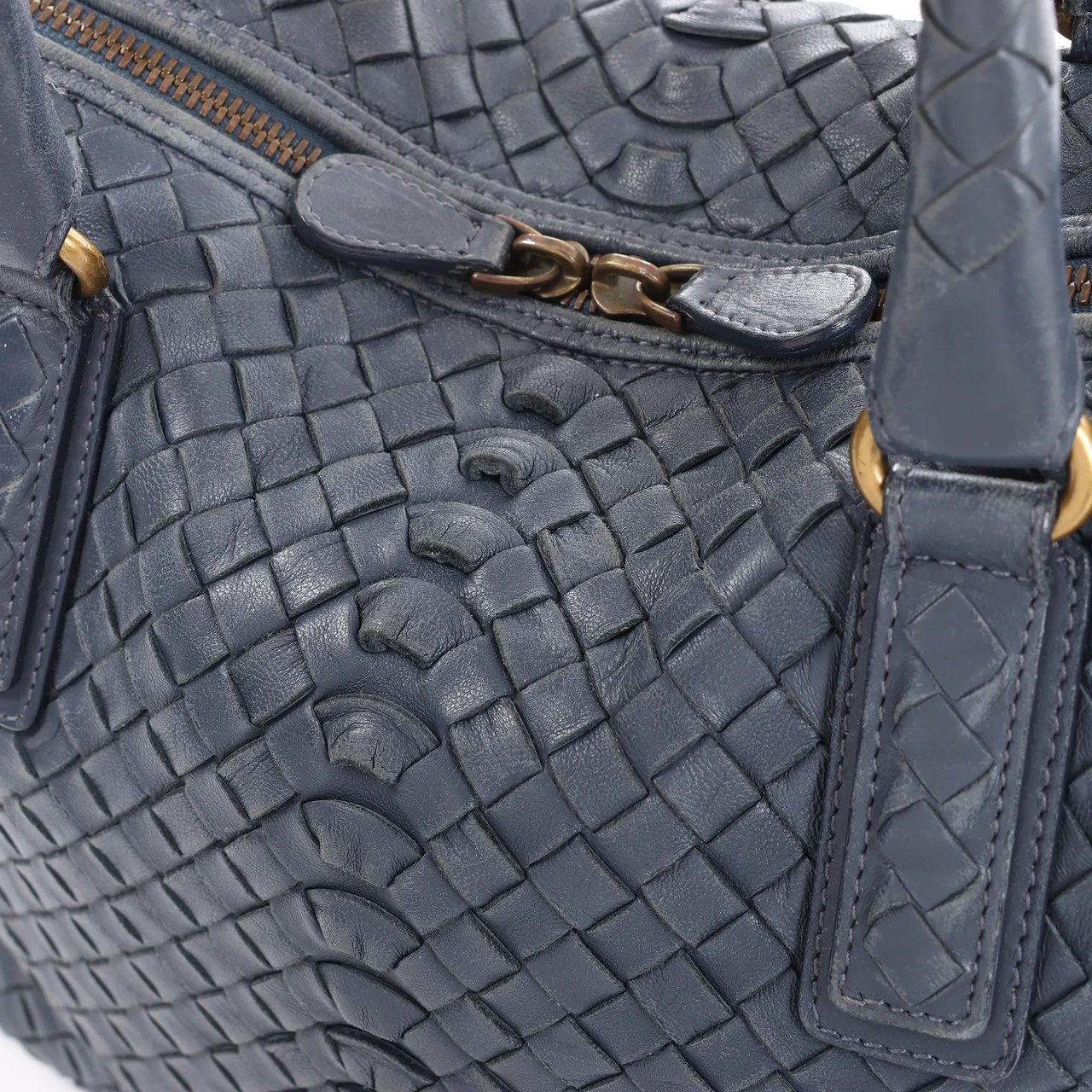 Bottega Veneta Intrecciato Leather 2Way Handbag in Navy Blue 194403 Navy