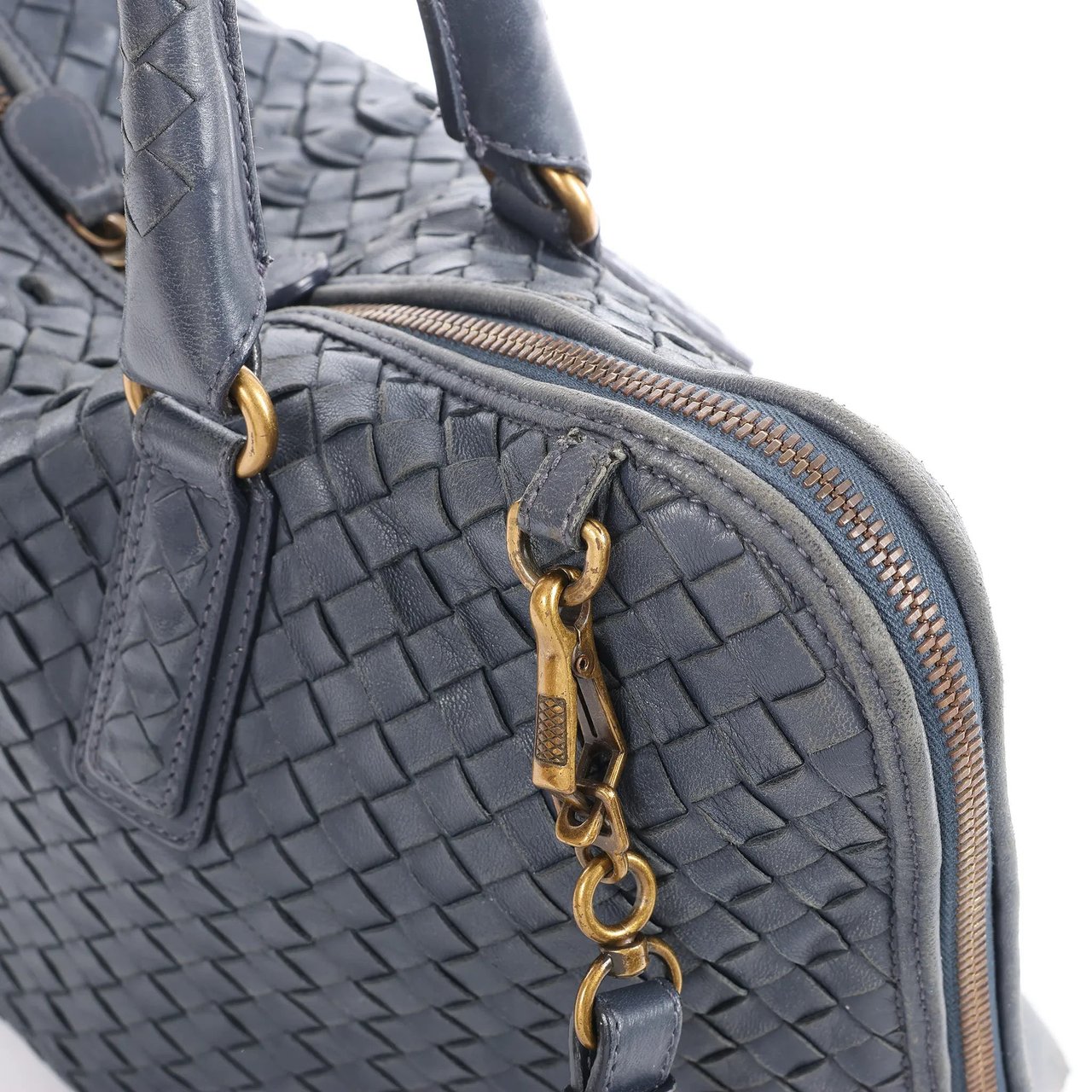 Bottega Veneta Intrecciato Leather 2Way Handbag in Navy Blue 194403 Navy
