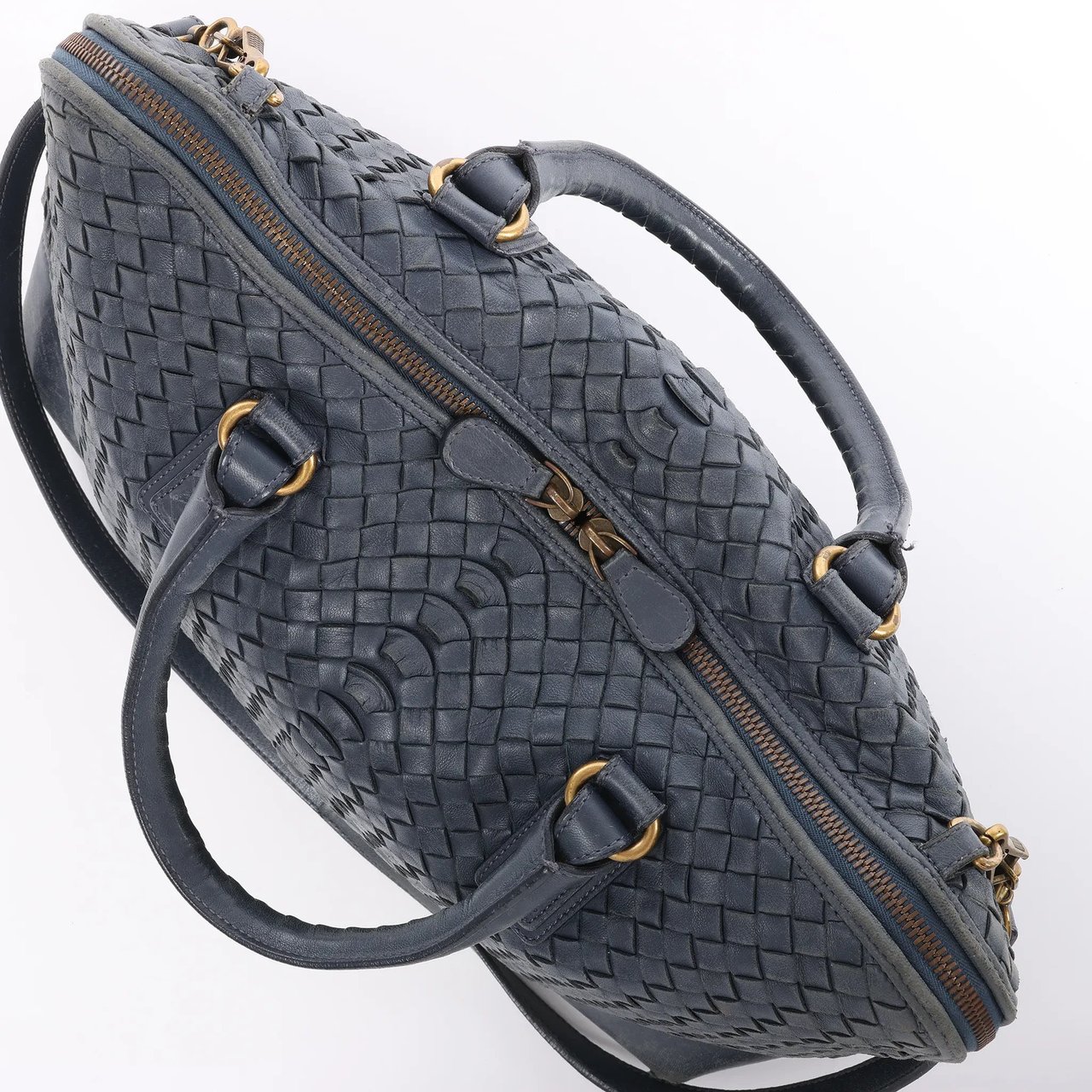 Bottega Veneta Intrecciato Leather 2Way Handbag in Navy Blue 194403 Navy