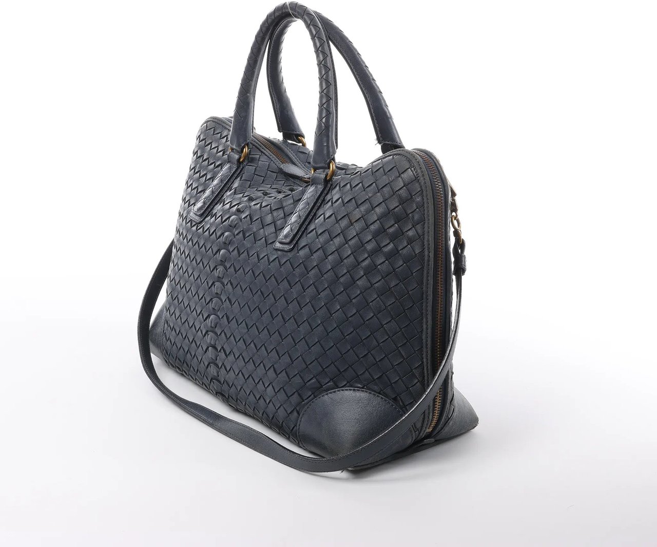 Bottega Veneta Intrecciato Leather 2Way Handbag in Navy Blue 194403 Navy