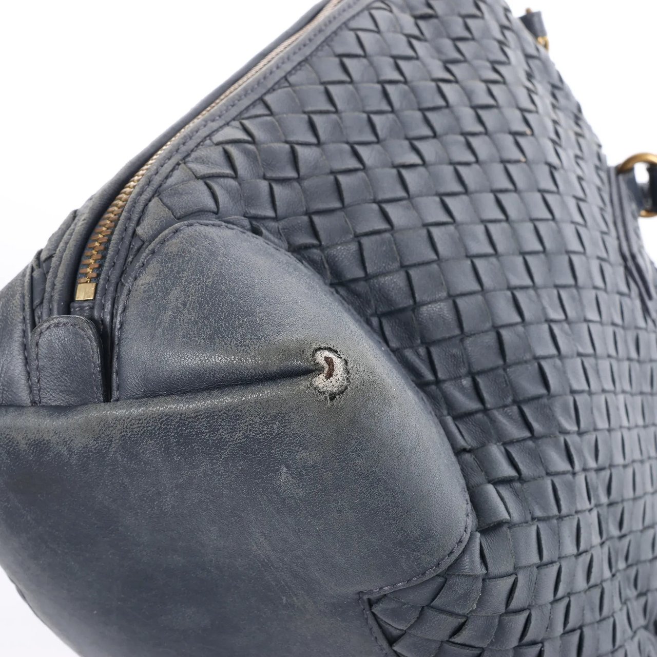 Bottega Veneta Intrecciato Leather 2Way Handbag in Navy Blue 194403 Navy