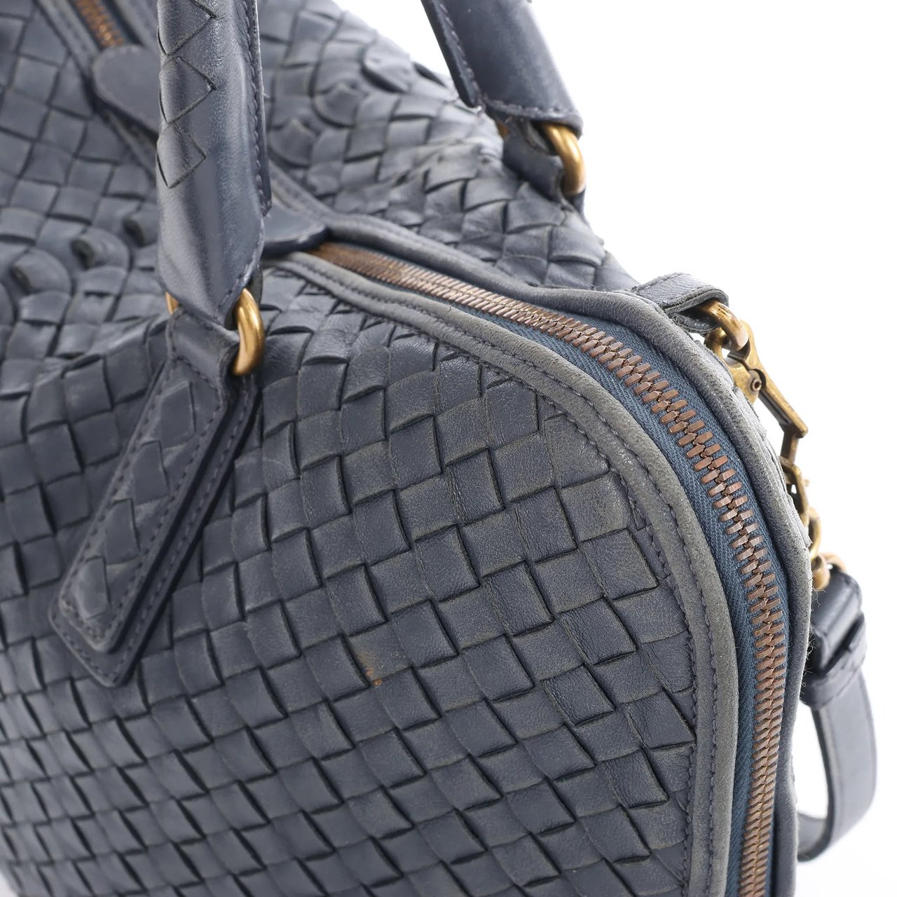 Bottega Veneta Intrecciato Leather 2Way Handbag in Navy Blue 194403 Navy