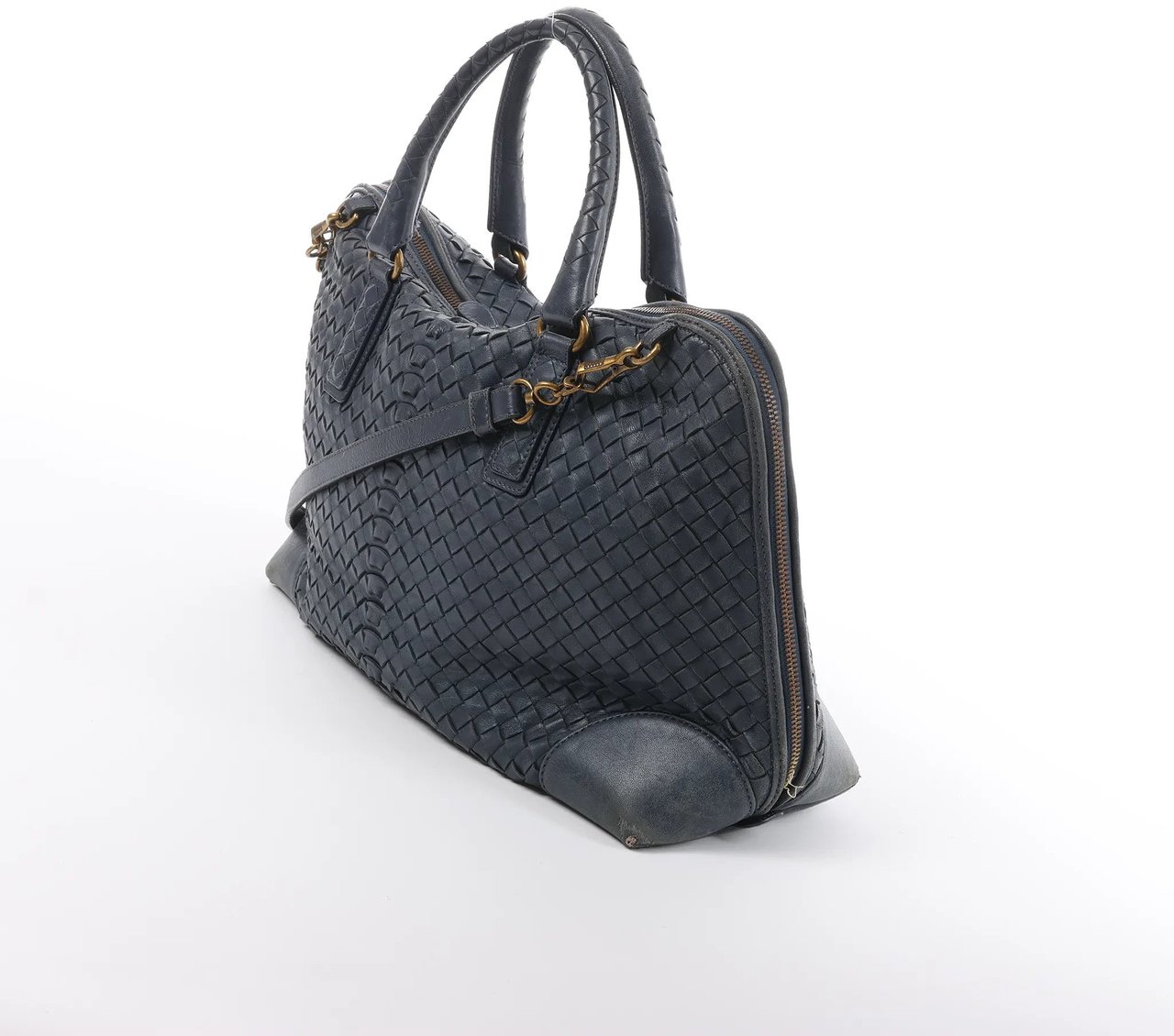 Bottega Veneta Intrecciato Leather 2Way Handbag in Navy Blue 194403 Navy