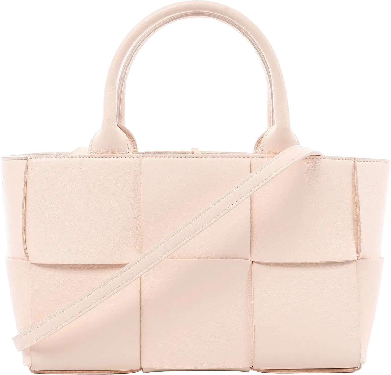 Bottega Veneta The Arco Maxi Intrecciato Leather Handbag in Pink Roze