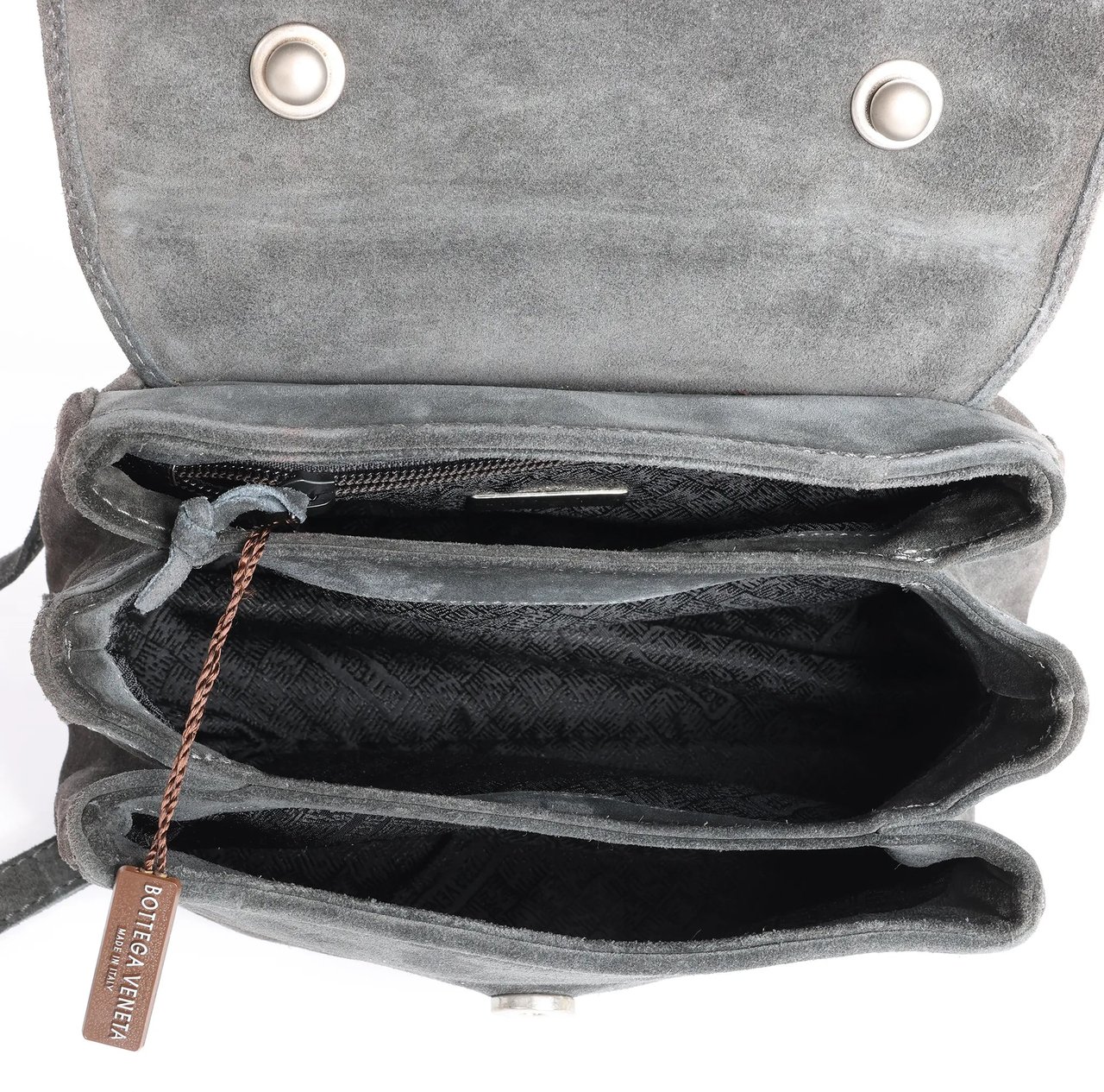 Bottega Veneta Suede 2Way Handbag in Gray Grijs