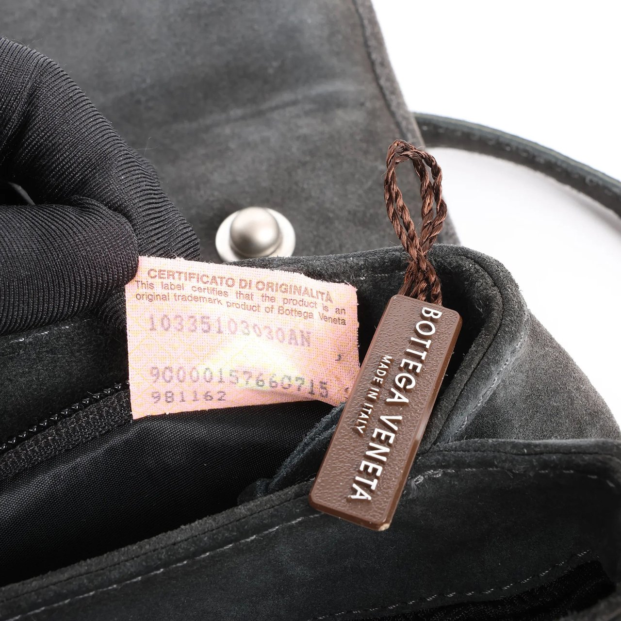 Bottega Veneta Suede 2Way Handbag in Gray Grijs