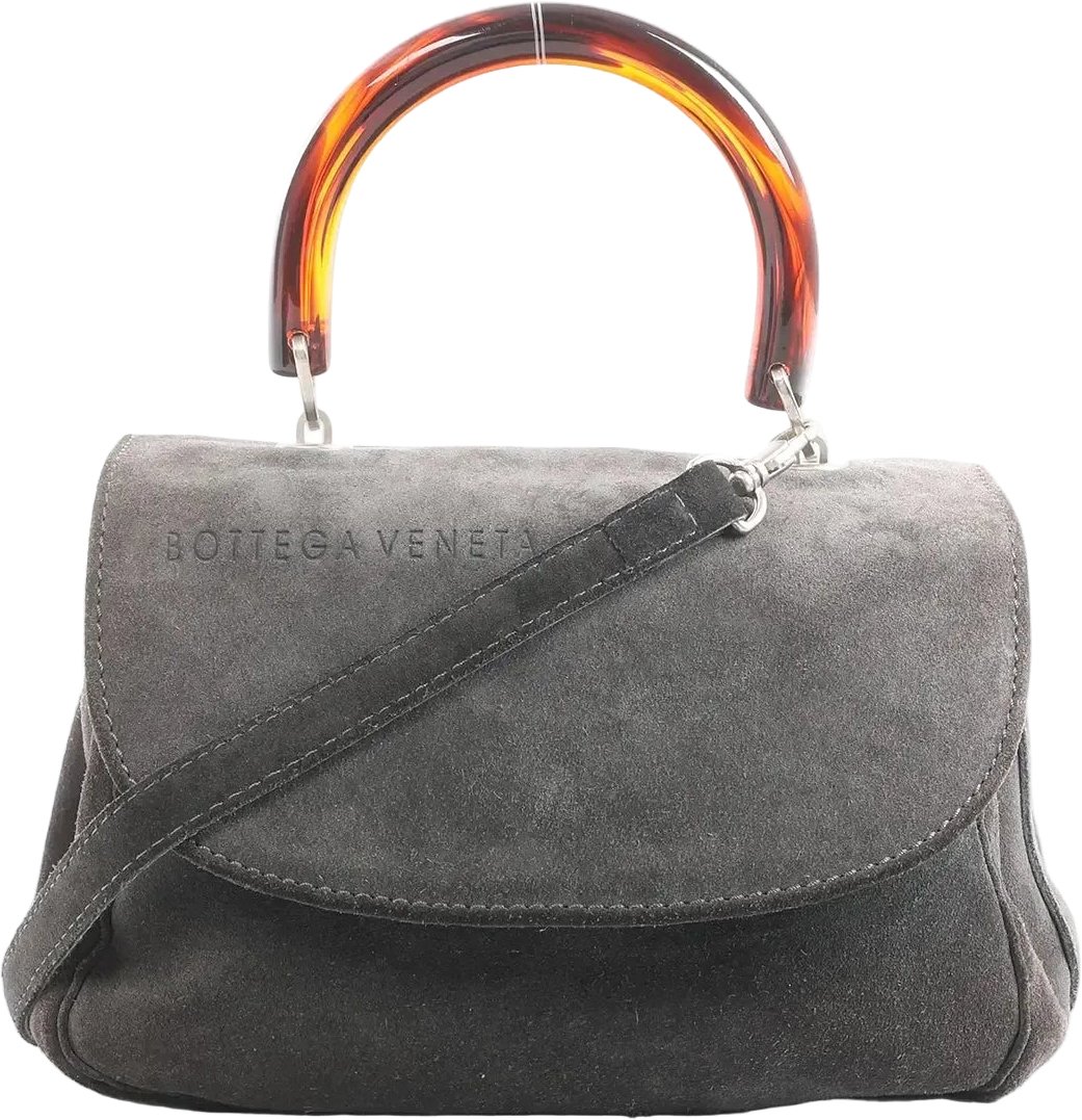 Bottega Veneta Suede 2Way Handbag in Gray Grijs