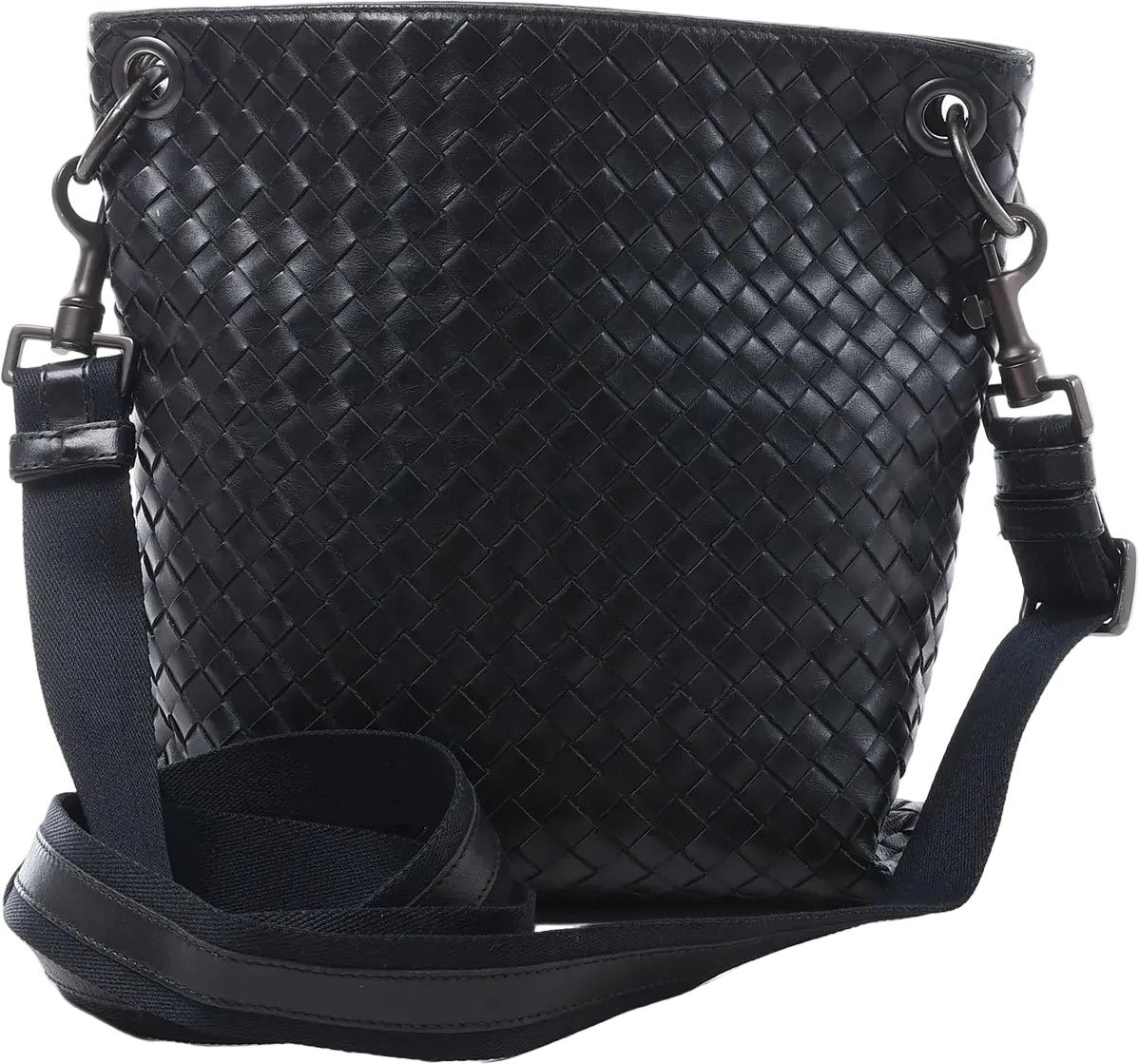 Bottega Veneta VN Intrecciato Crossbody Messenger Bag in Black Zwart