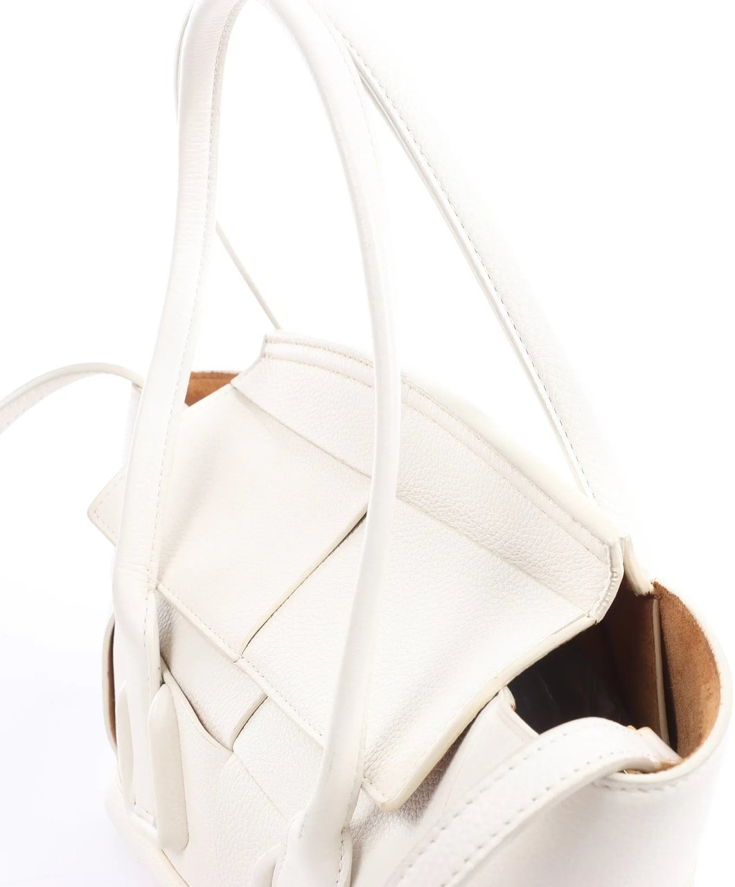 Bottega Veneta Arco Mini Leather Maxi Intrecciato 2Way Handbag in White Divers