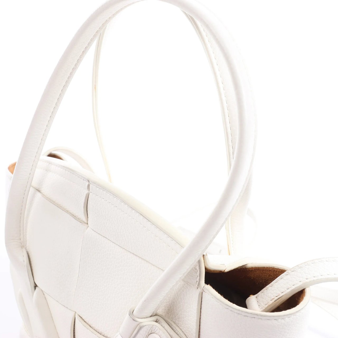 Bottega Veneta Arco Mini Leather Maxi Intrecciato 2Way Handbag in White Divers