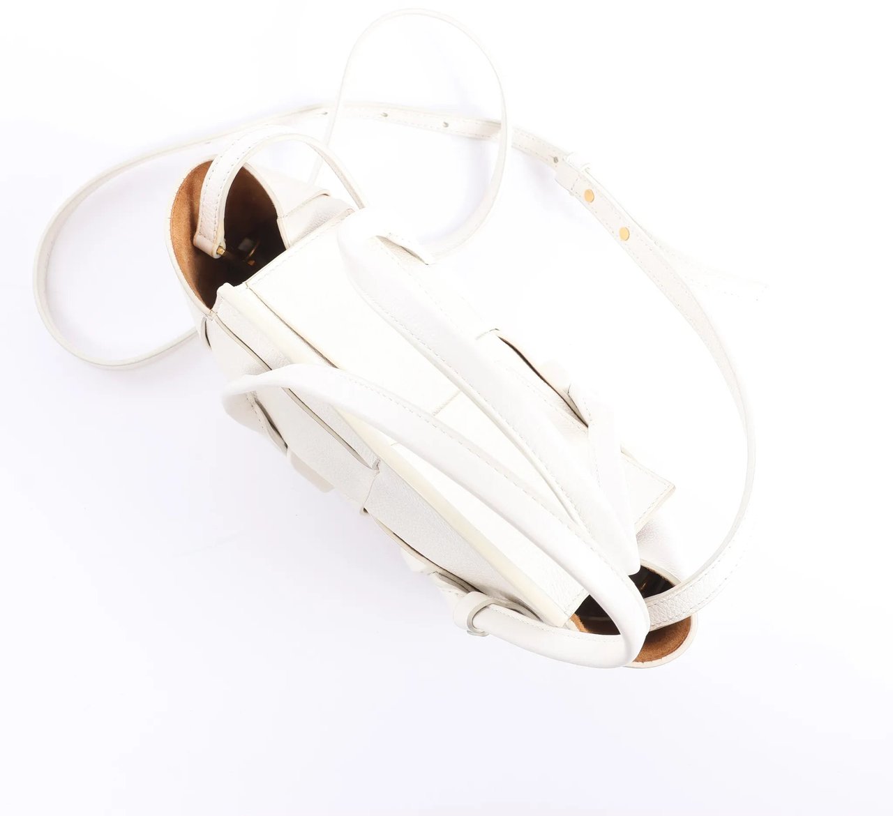 Bottega Veneta Arco Mini Leather Maxi Intrecciato 2Way Handbag in White Divers
