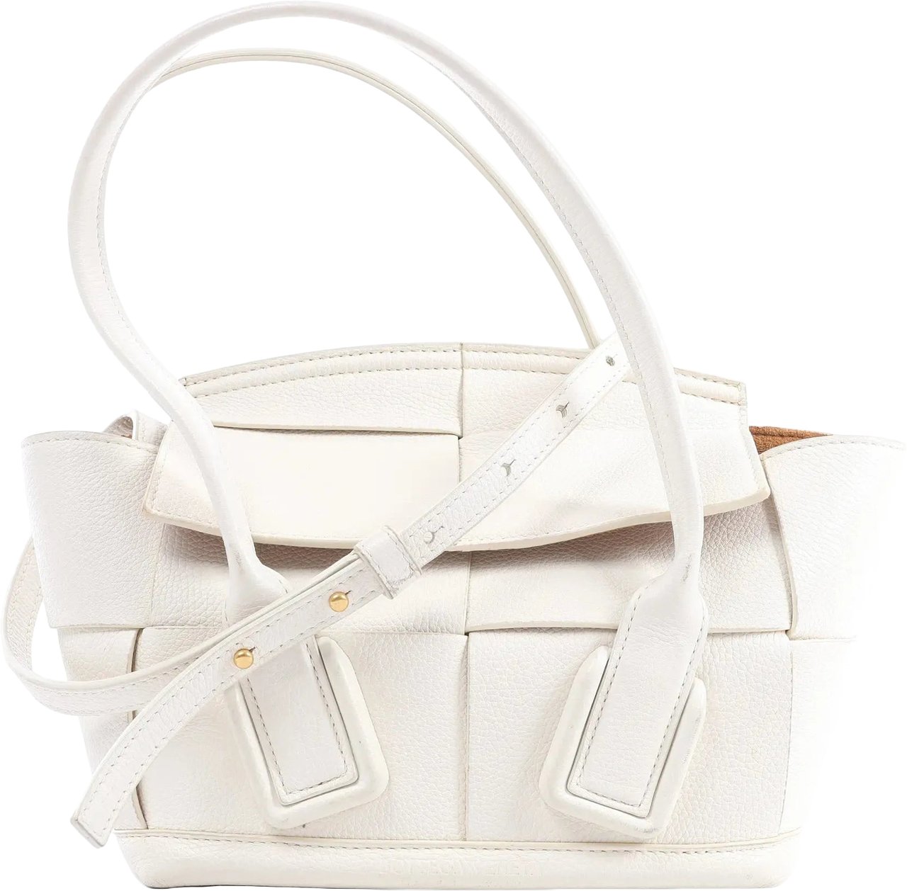 Bottega Veneta Arco Mini Leather Maxi Intrecciato 2Way Handbag in White Divers