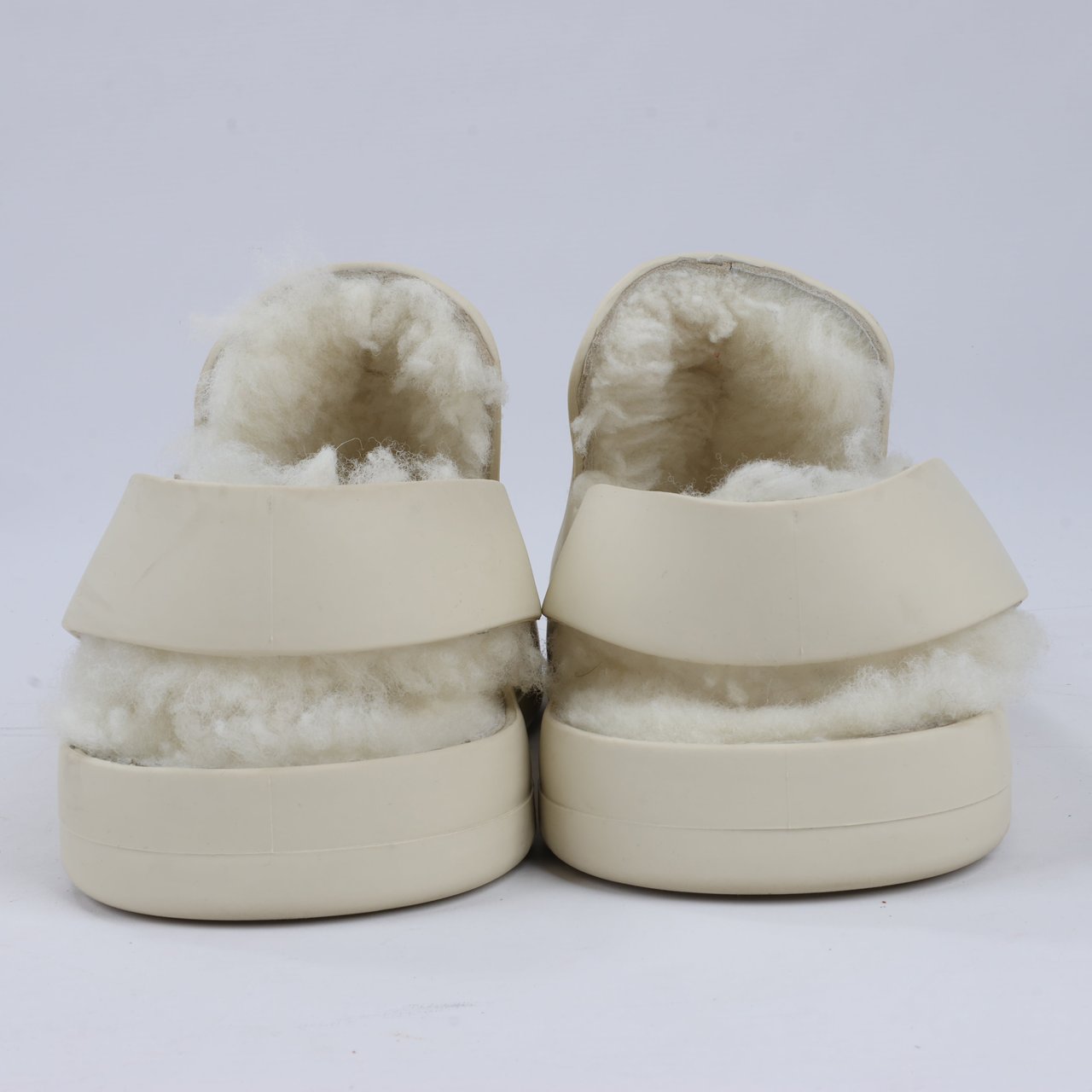 Bottega Veneta Puddle Shearling Cozy Matt Rubber Low Top Shoes in Ivory Beige