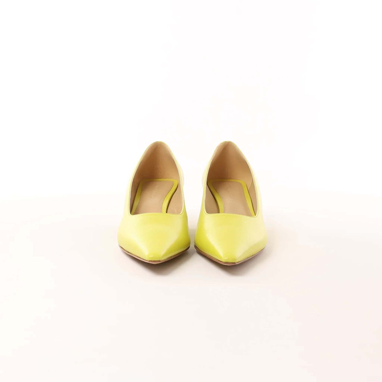 Bottega Veneta Leather Pointed Heels in Yellow, Size 37 EU Wit