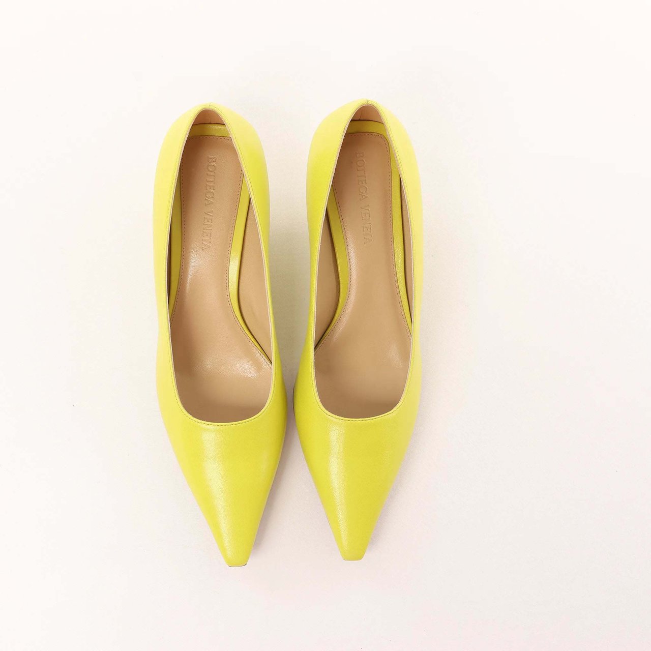 Bottega Veneta Leather Pointed Heels in Yellow, Size 37 EU Wit