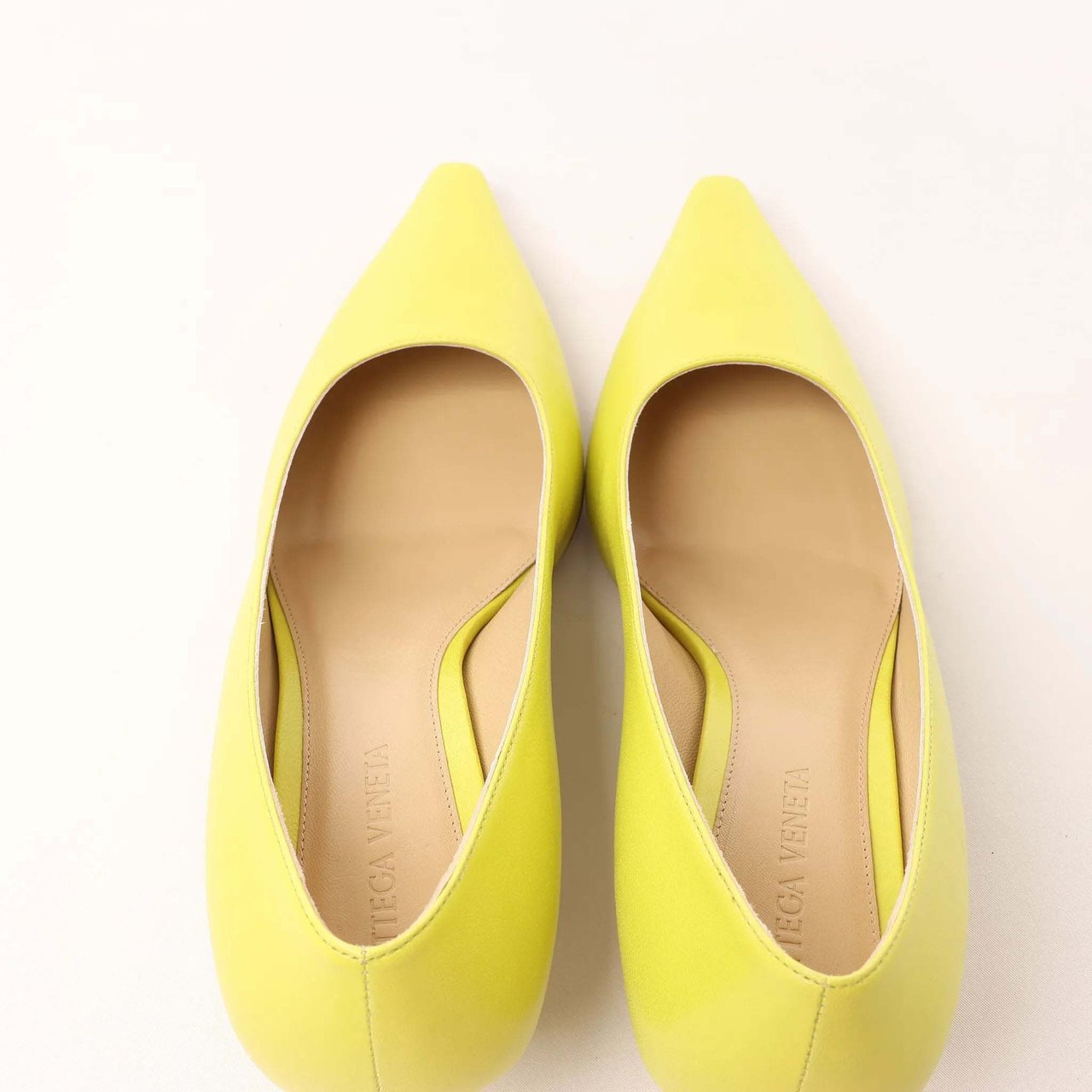 Bottega Veneta Leather Pointed Heels in Yellow, Size 37 EU Wit