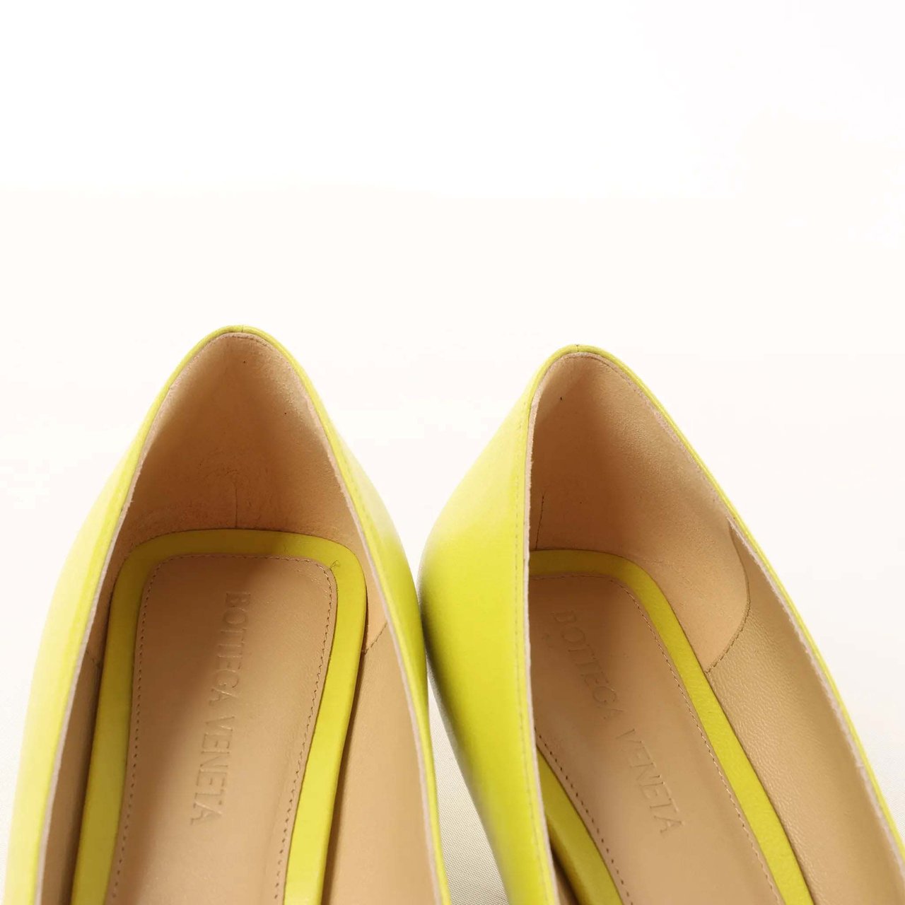 Bottega Veneta Leather Pointed Heels in Yellow, Size 37 EU Wit