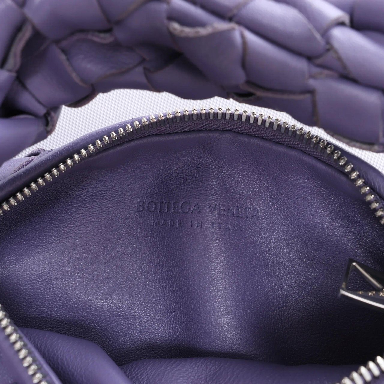 Bottega Veneta Jodie Mini Intrecciato Leather Handbag in Purple Divers