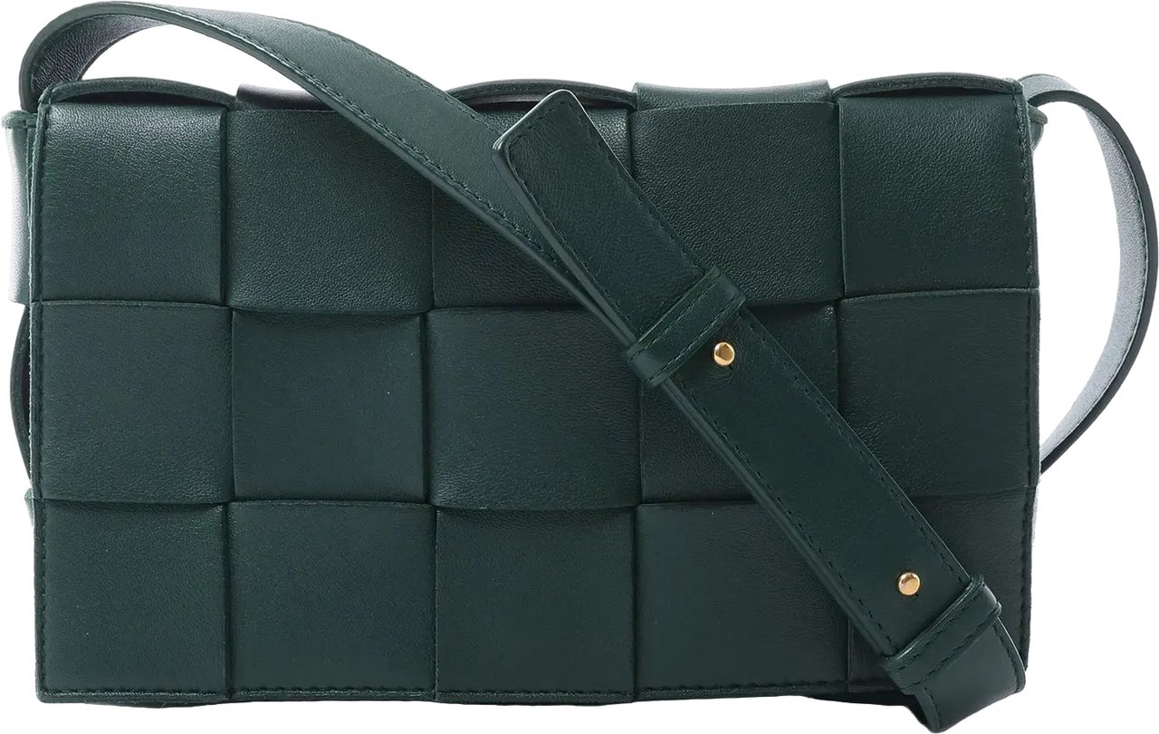 Bottega Veneta Cassette Maxi Intrecciato Leather Crossbody Bag in Green Beige