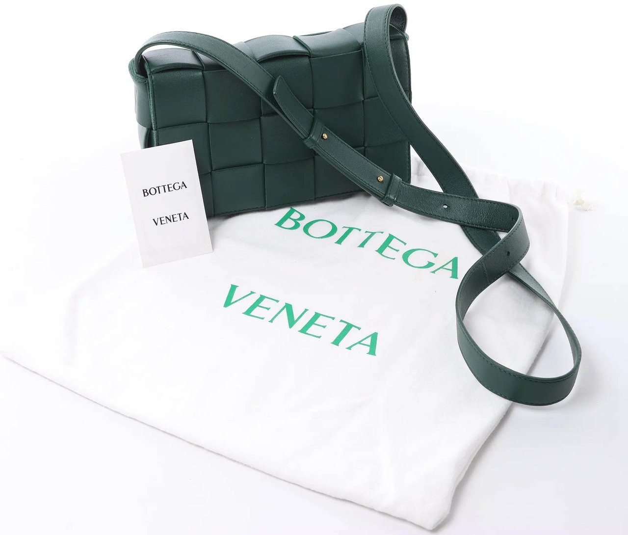 Bottega Veneta Cassette Maxi Intrecciato Leather Crossbody Bag in Green Beige