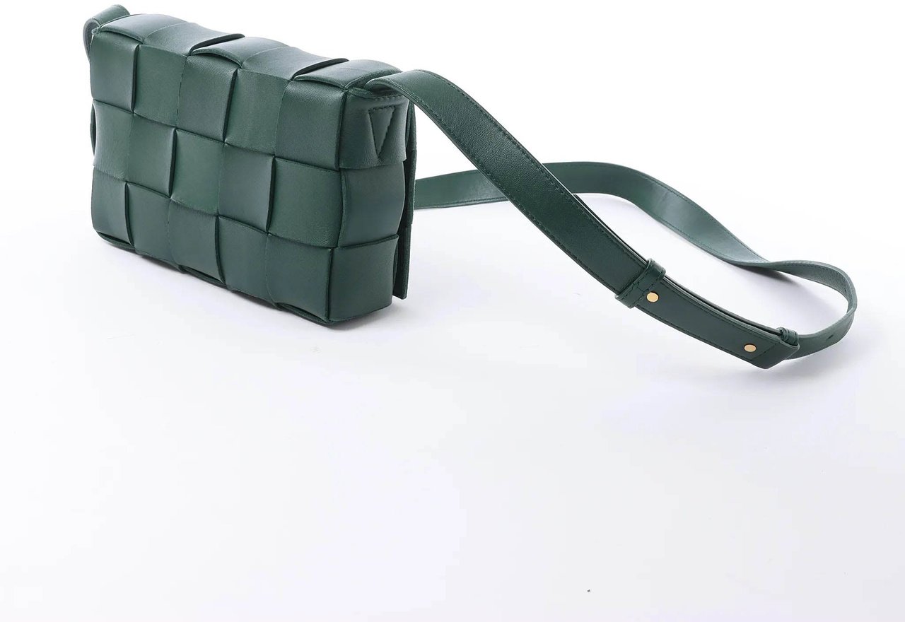 Bottega Veneta Cassette Maxi Intrecciato Leather Crossbody Bag in Green Beige