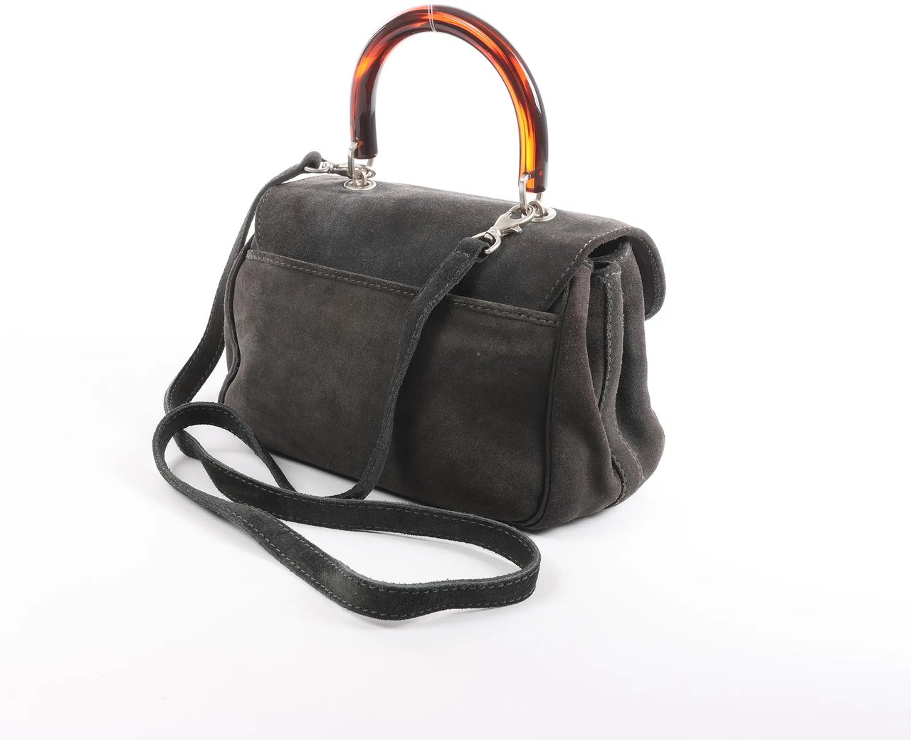 Bottega Veneta Suede 2Way Handbag in Gray Grijs