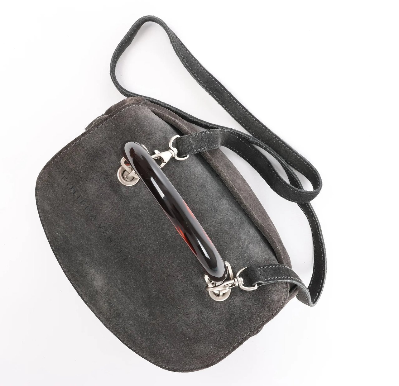 Bottega Veneta Suede 2Way Handbag in Gray Grijs