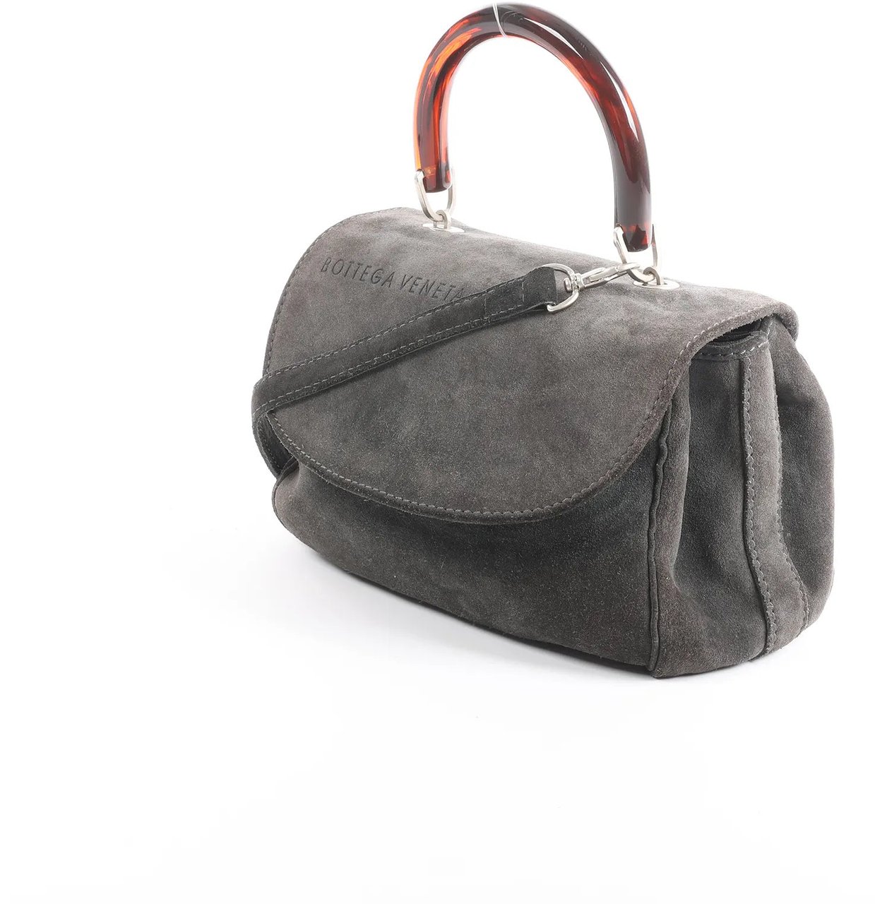 Bottega Veneta Suede 2Way Handbag in Gray Grijs