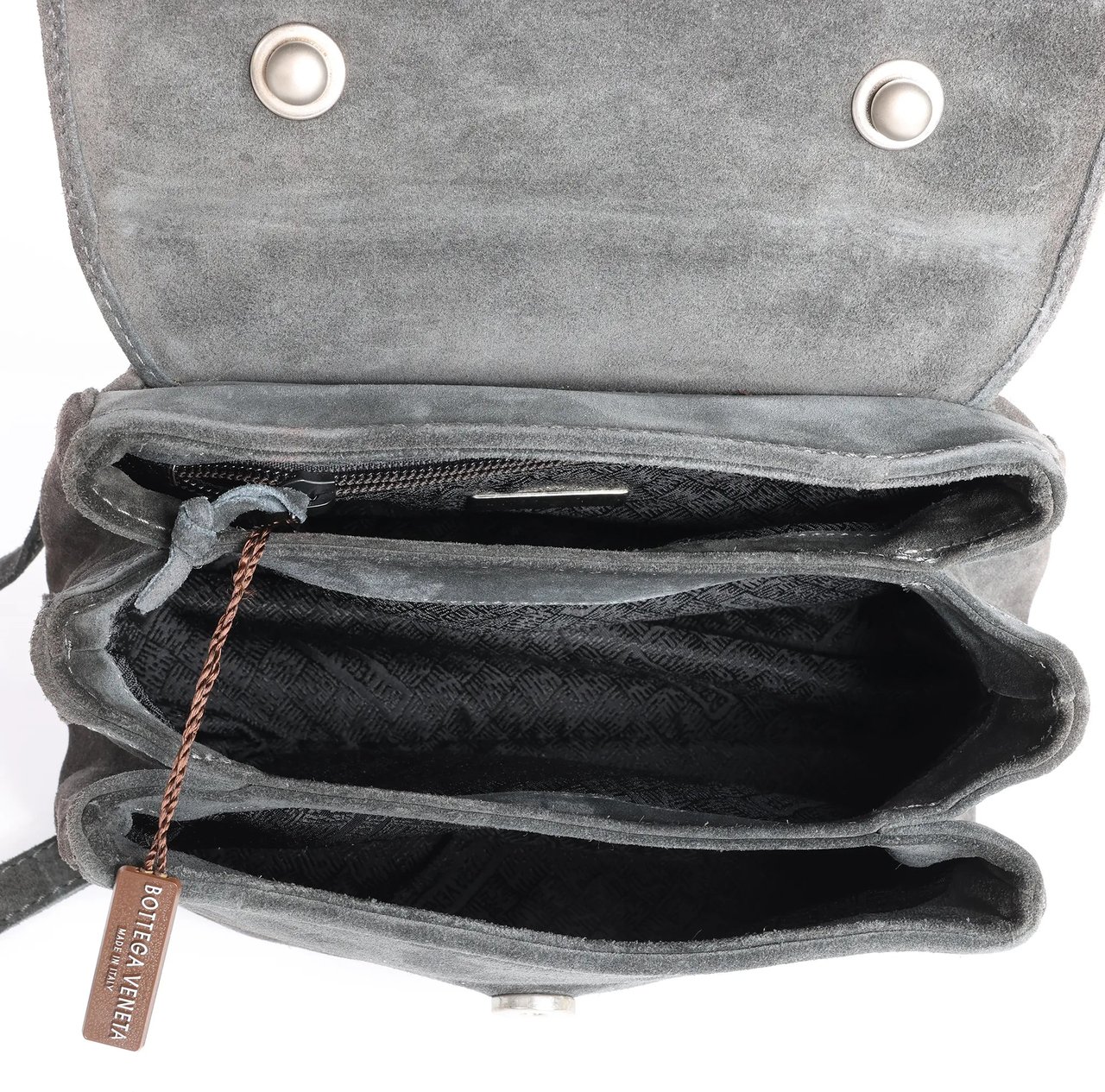 Bottega Veneta Suede 2Way Handbag in Gray Grijs